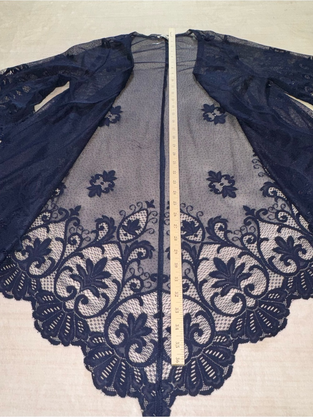 Maurices Navy Lace Floral Kimono Cardigan - Picture 9 of 15